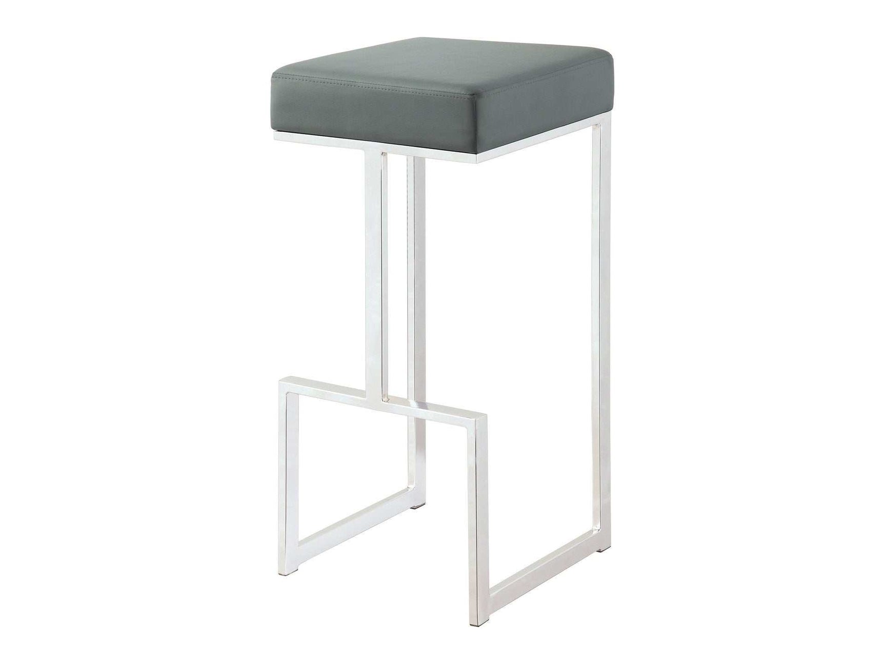 Gervase Grey & Chrome Square Bar Stool - Ornate Home