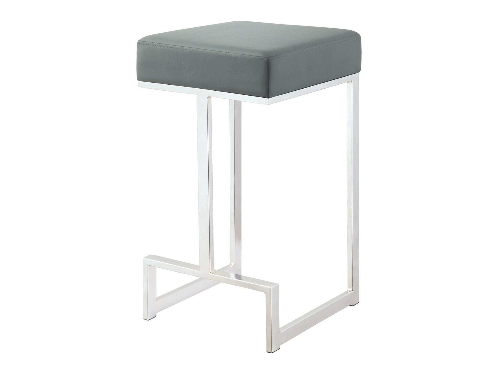 Gervase Grey & Chrome Square Counter Height Stool - Ornate Home