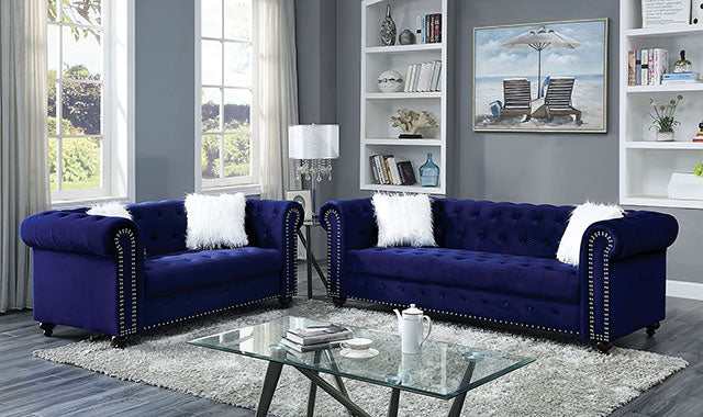 Giacomo Blue Loveseat - Ornate Home