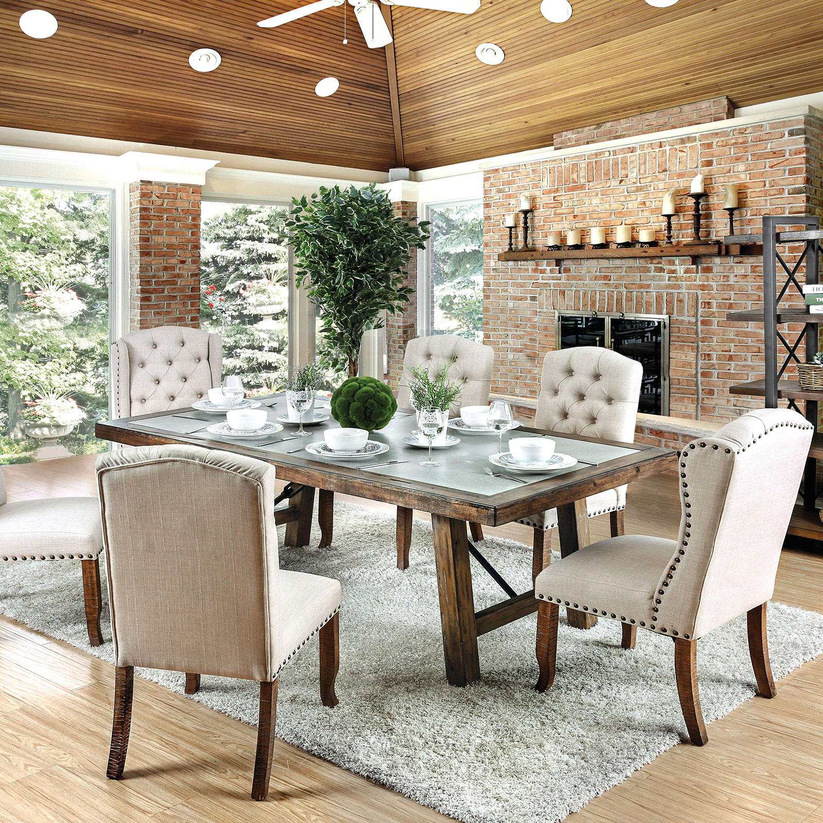 Gianna Rustic Oak & Ivory Dining Chair (Set of 2) - Ornate Home