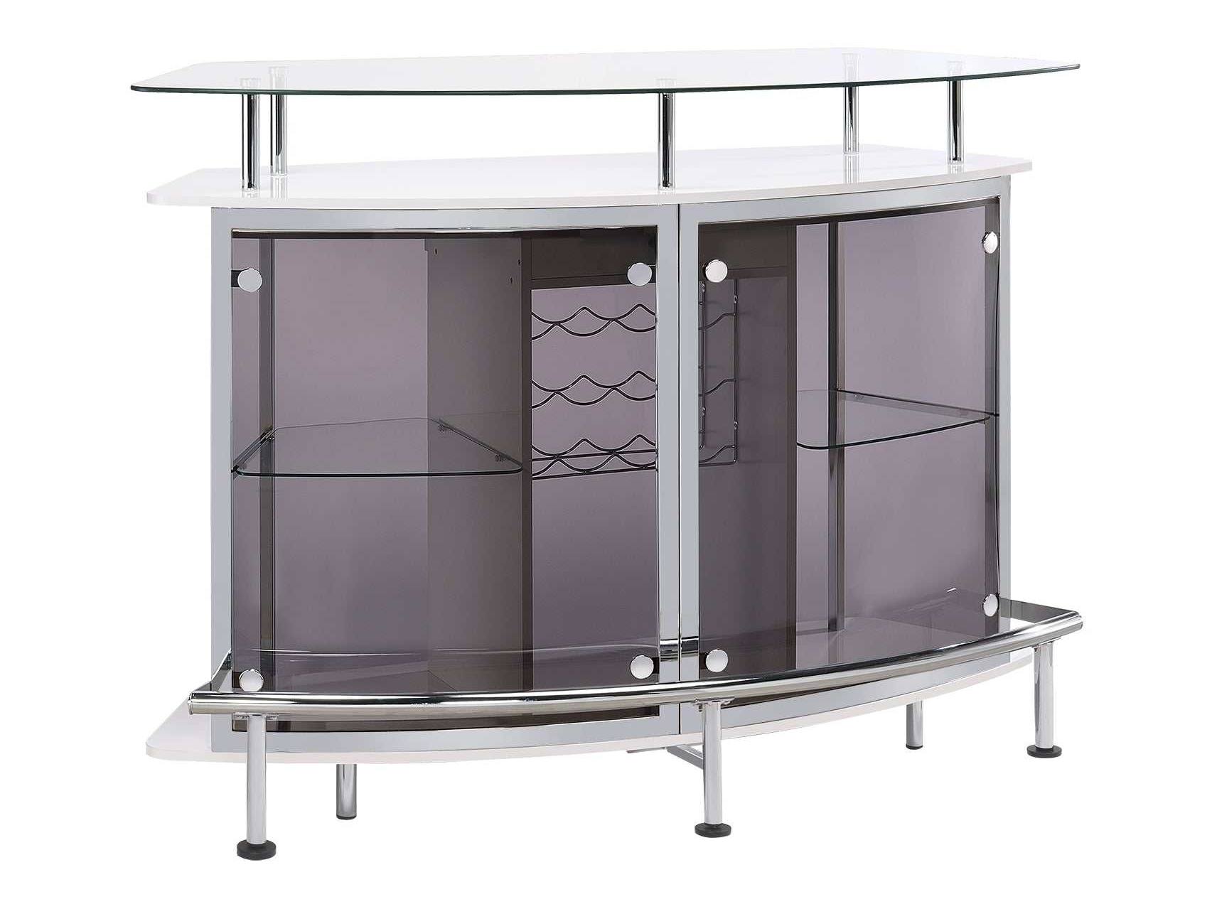 Gideon White High Gloss / Chrome Home Bar - Ornate Home