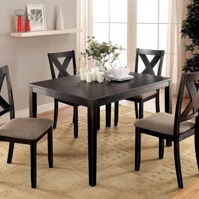 Glenham Brushed Black & Brown Dining Set / 5pc - Ornate Home