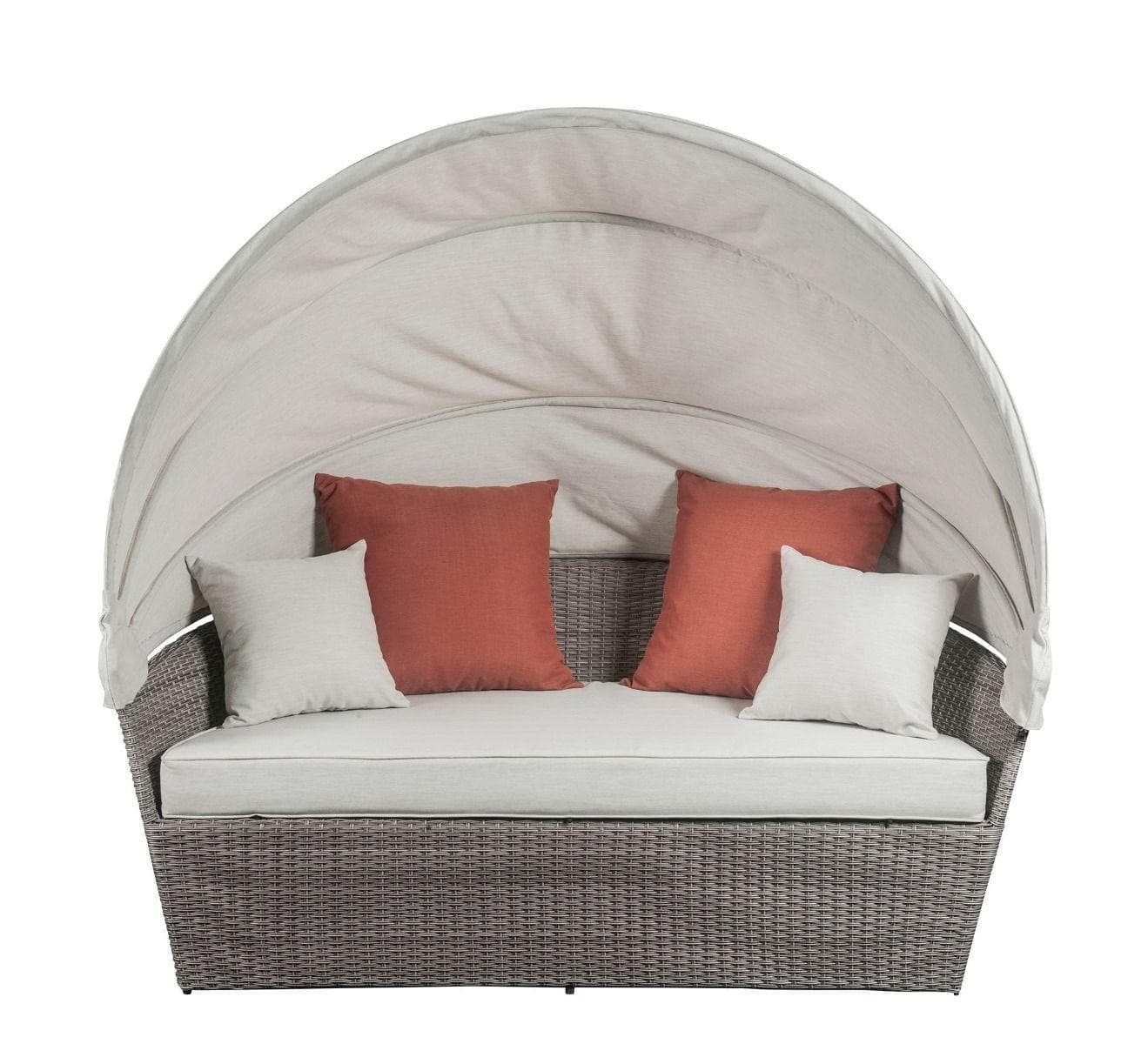 Glynn Beige & Gray Patio Canopy Sofa w/ Ottoman 2pc Set - Ornate Home