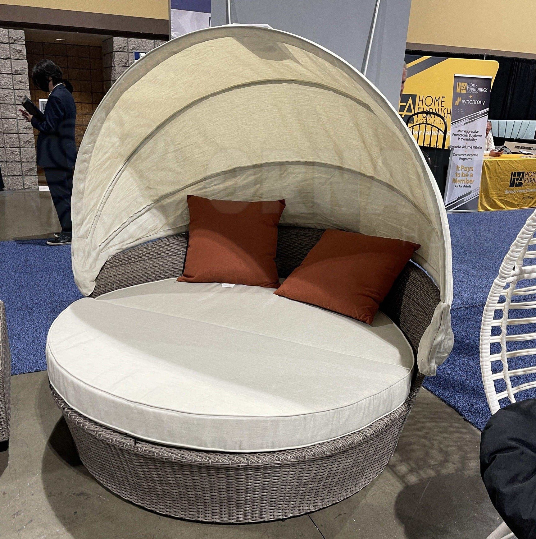 Glynn Beige & Gray Patio Canopy Sofa w/ Ottoman 2pc Set - Ornate Home