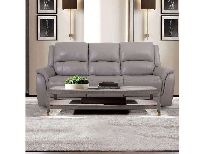 Gorgius Light Gray Top Grain Leather Match Power Reclining Sofa - Ornate Home