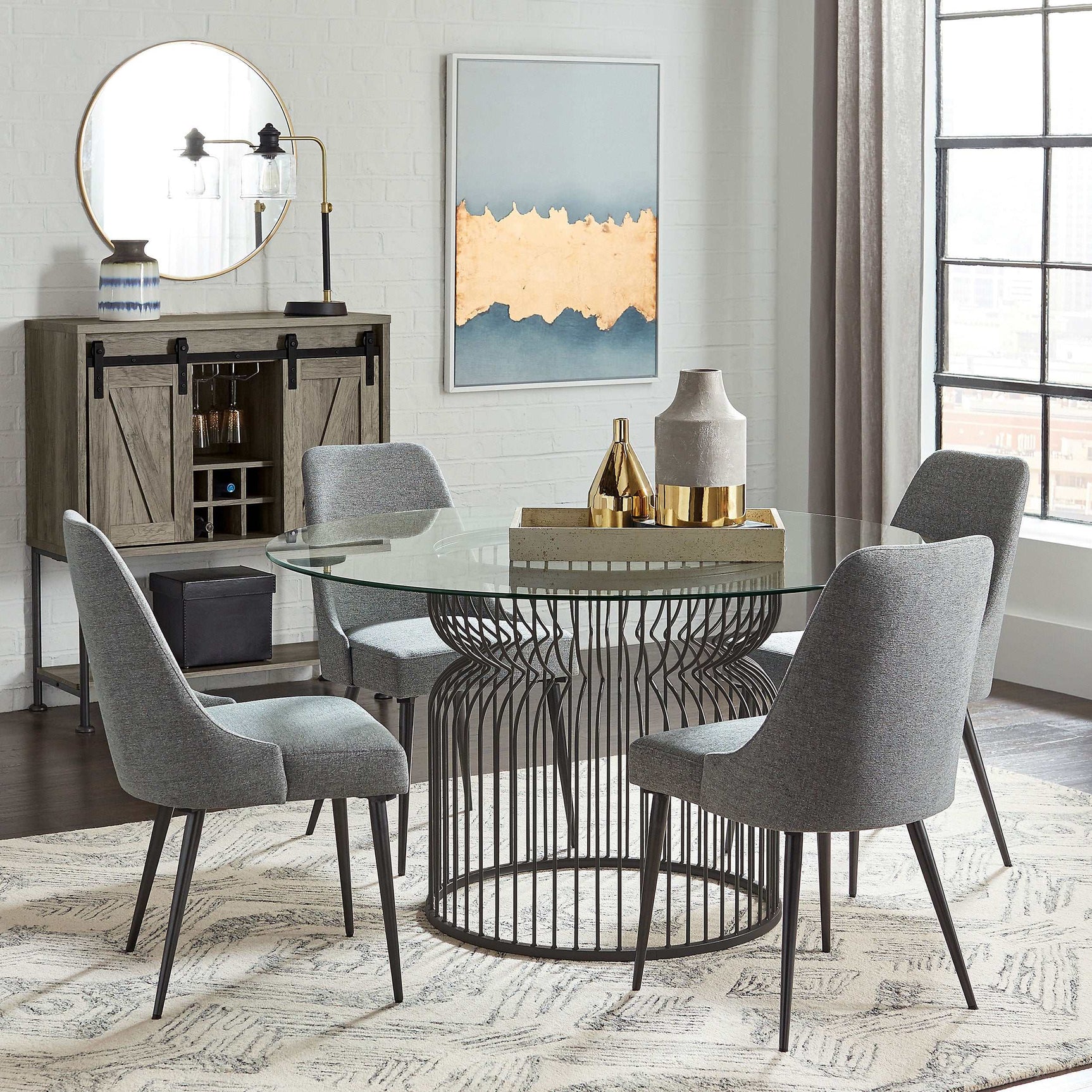 Granvia Clear / Gunmetal Dining Table - Ornate Home