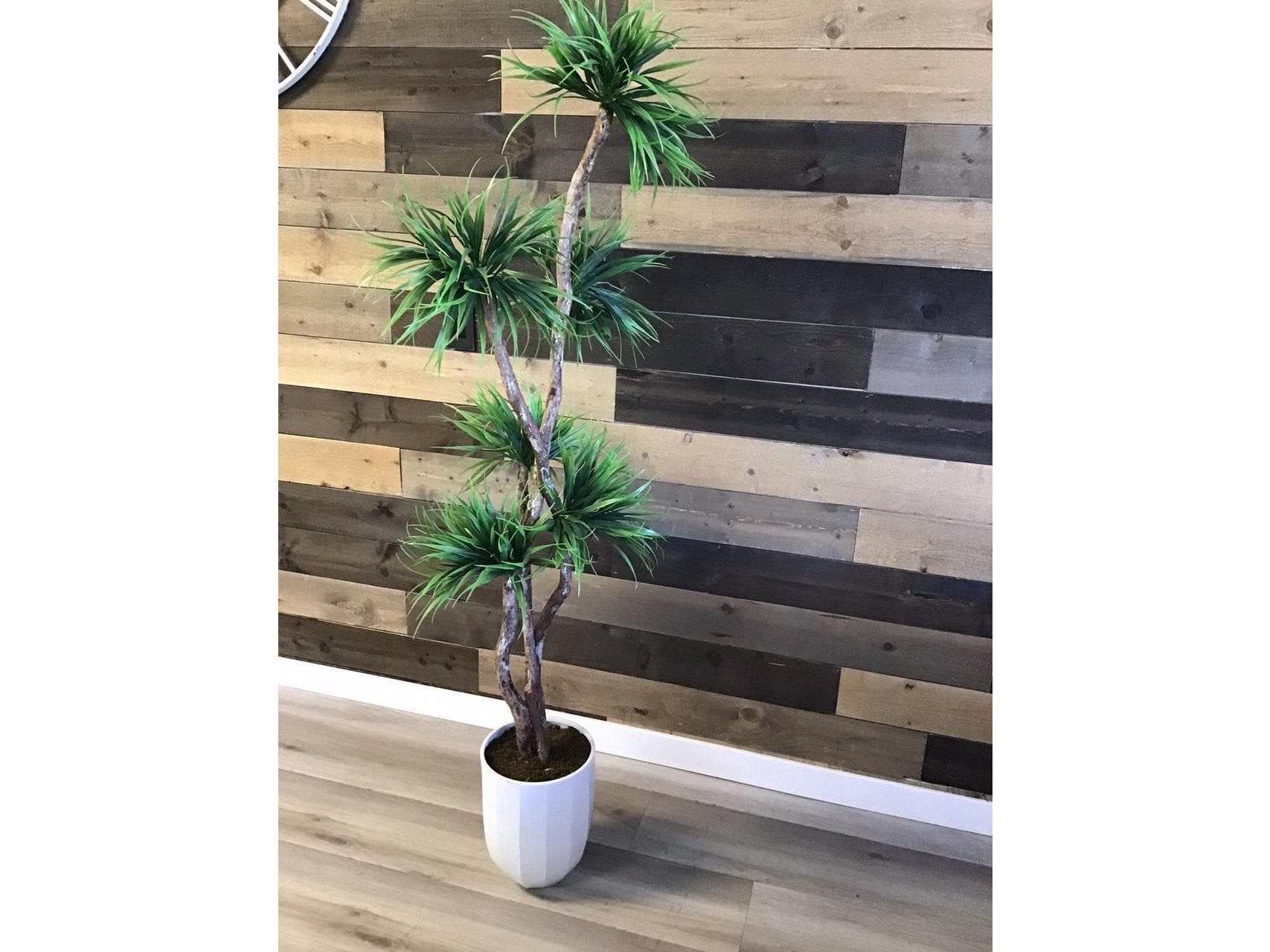 Grassy Yucca on Dragon Wood in White Metal / 6’ - Ornate Home