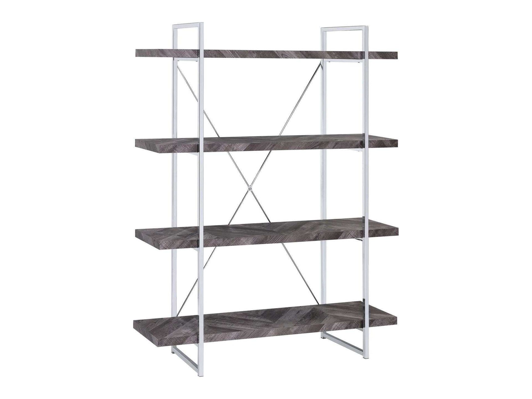 Grimma Rustic Grey Herringbone Bookcase - Ornate Home