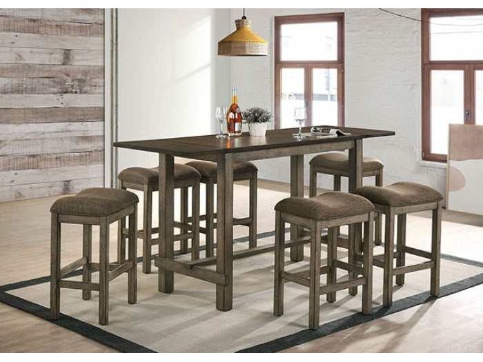 Gumboro Dark Walnut & Chestnut Counter Height Dining Room Set - Ornate Home