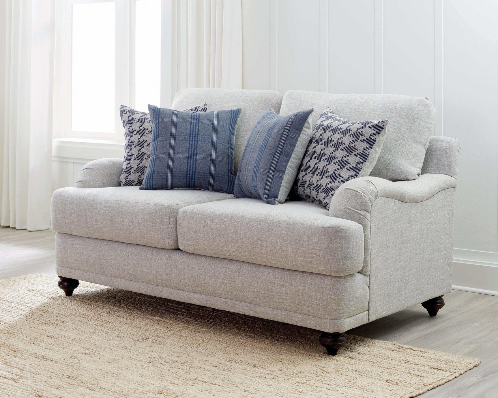 Gwen Light Grey Stationary Loveseat - Ornate Home
