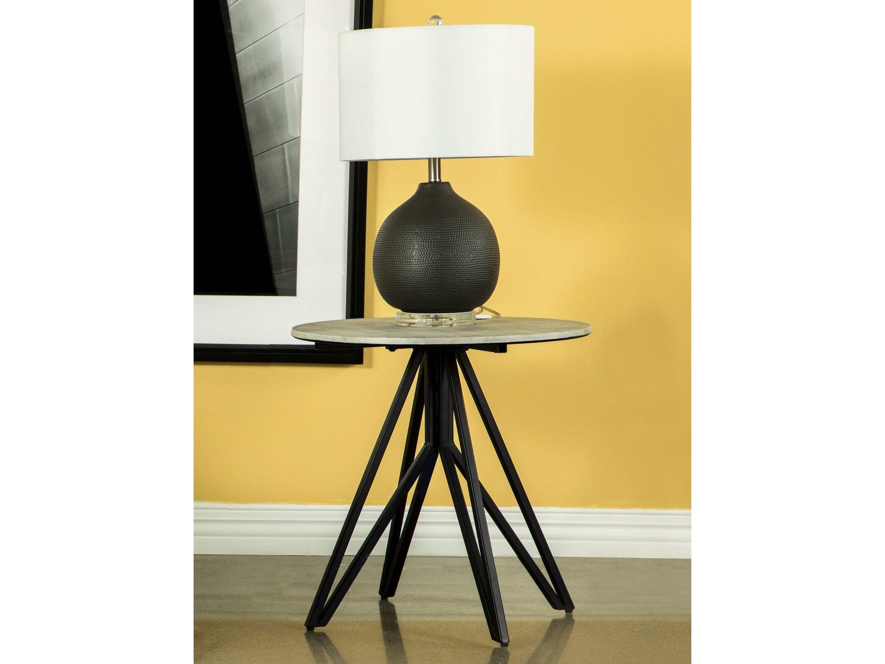 Hadi Cement / Gunmetal End Table - Ornate Home