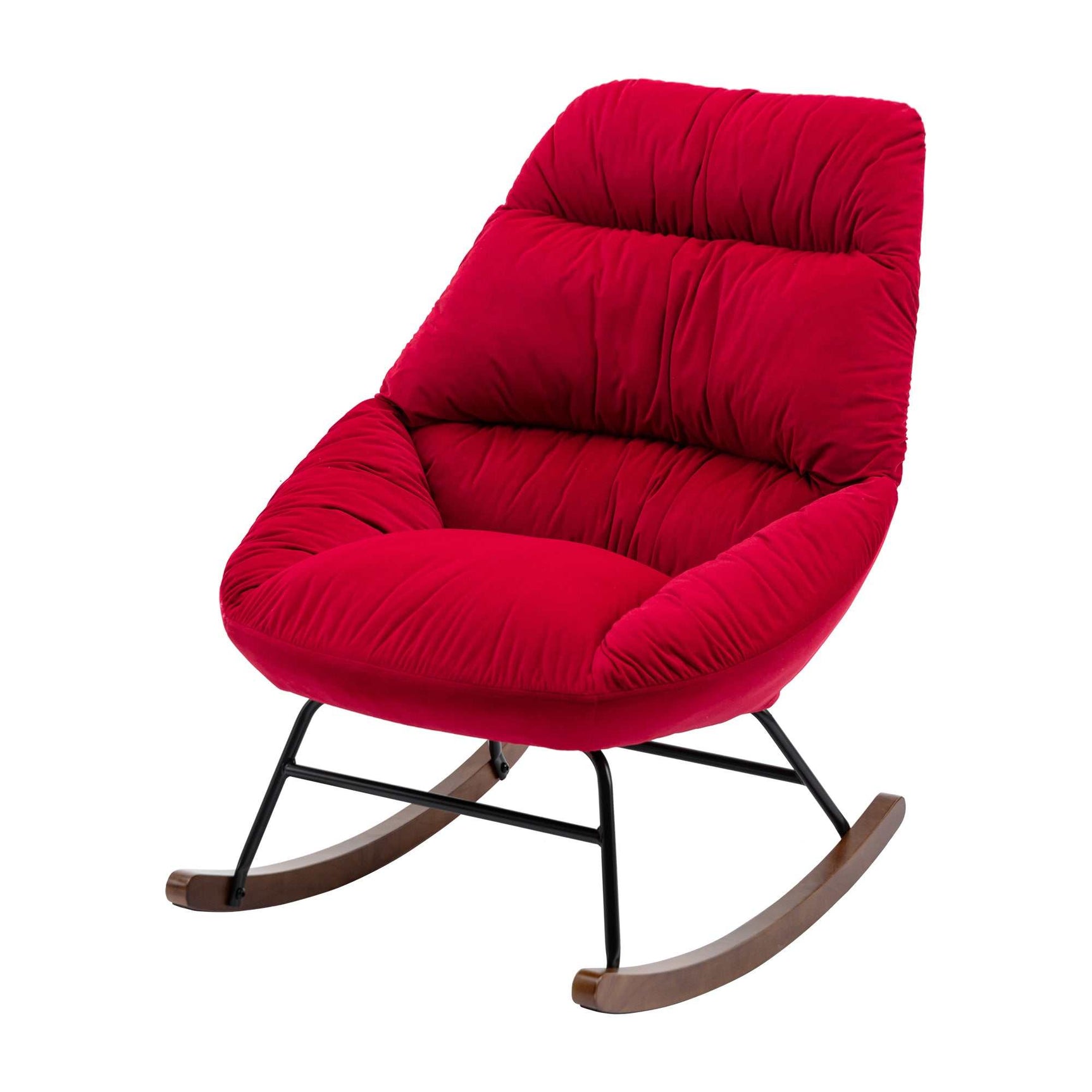 Harmony Plush Velvet Red Rocking Chair - Ornate Home