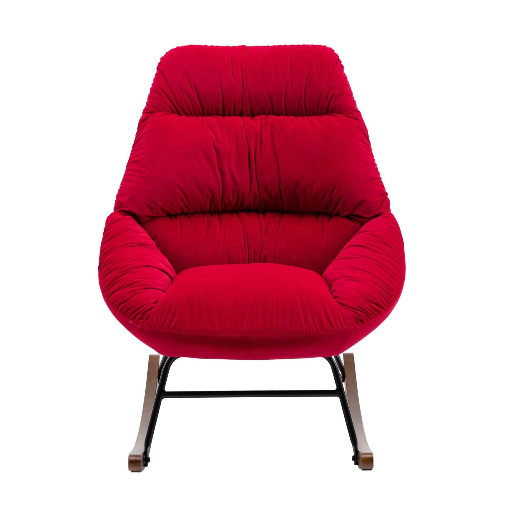 Harmony Plush Velvet Red Rocking Chair - Ornate Home