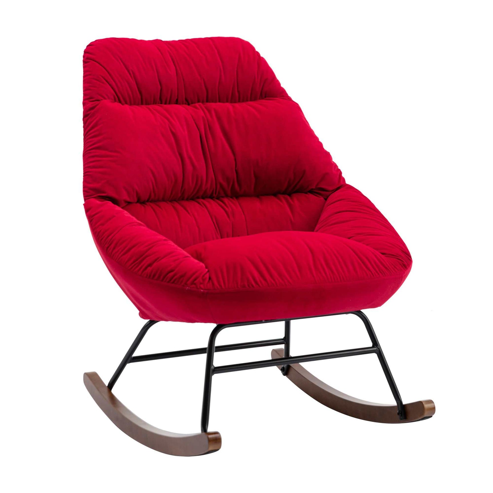Harmony Plush Velvet Red Rocking Chair - Ornate Home