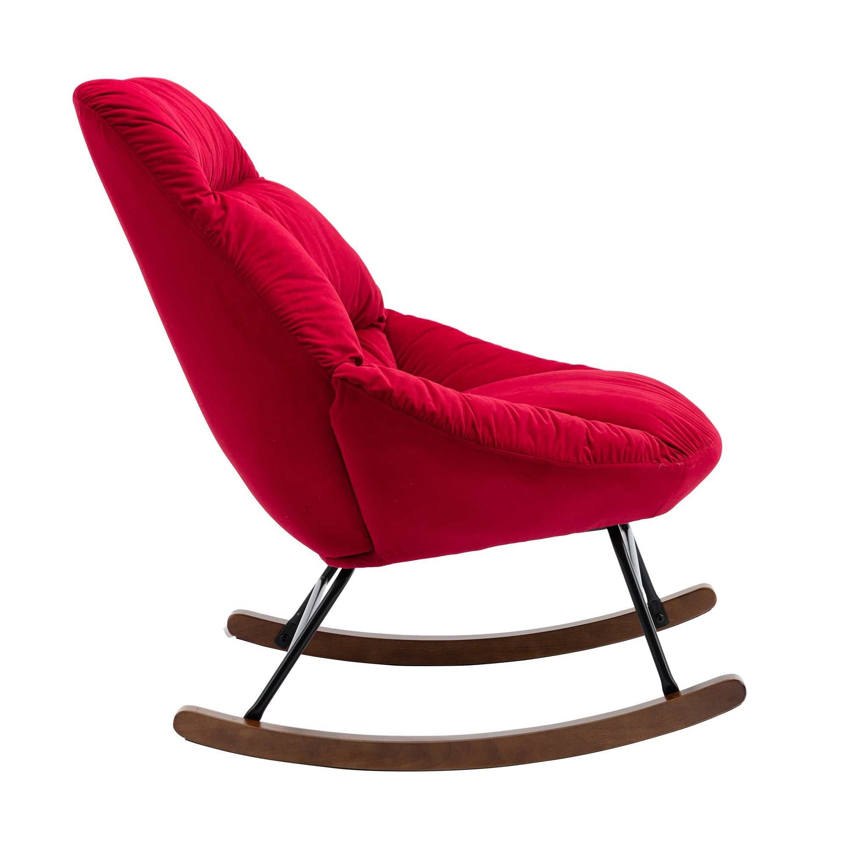 Harmony Plush Velvet Red Rocking Chair - Ornate Home