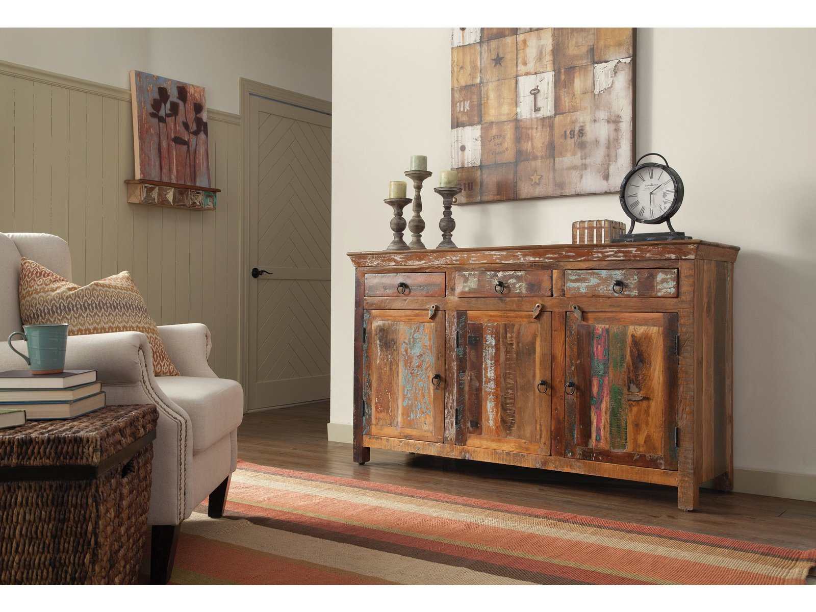 Harper Reclaimed Wood 3Door Accent Cabinet - Ornate Home