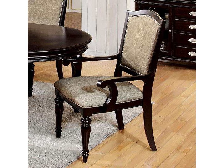 Harrington Dark Walnut & Tan Arm Chair (Set of 2) - Ornate Home