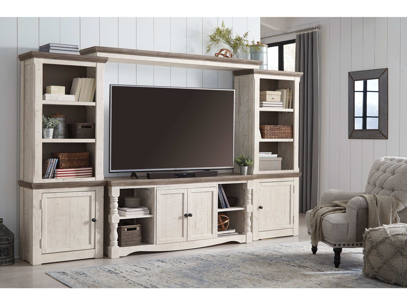 Havalance Weathered Gray & Vintage White Entertainment Center Units - Ornate Home