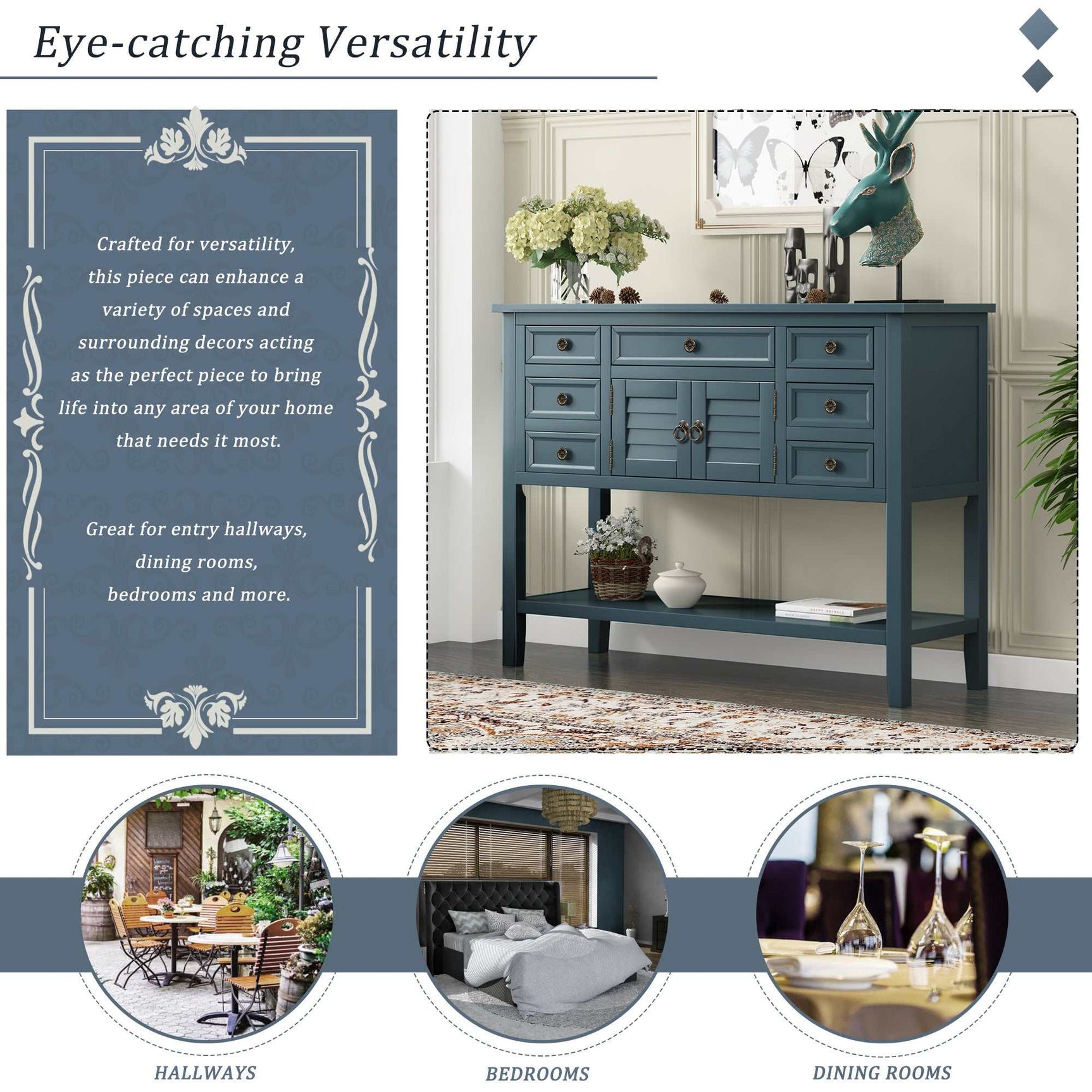 Havasu Modern Console Table Blue - Ornate Home