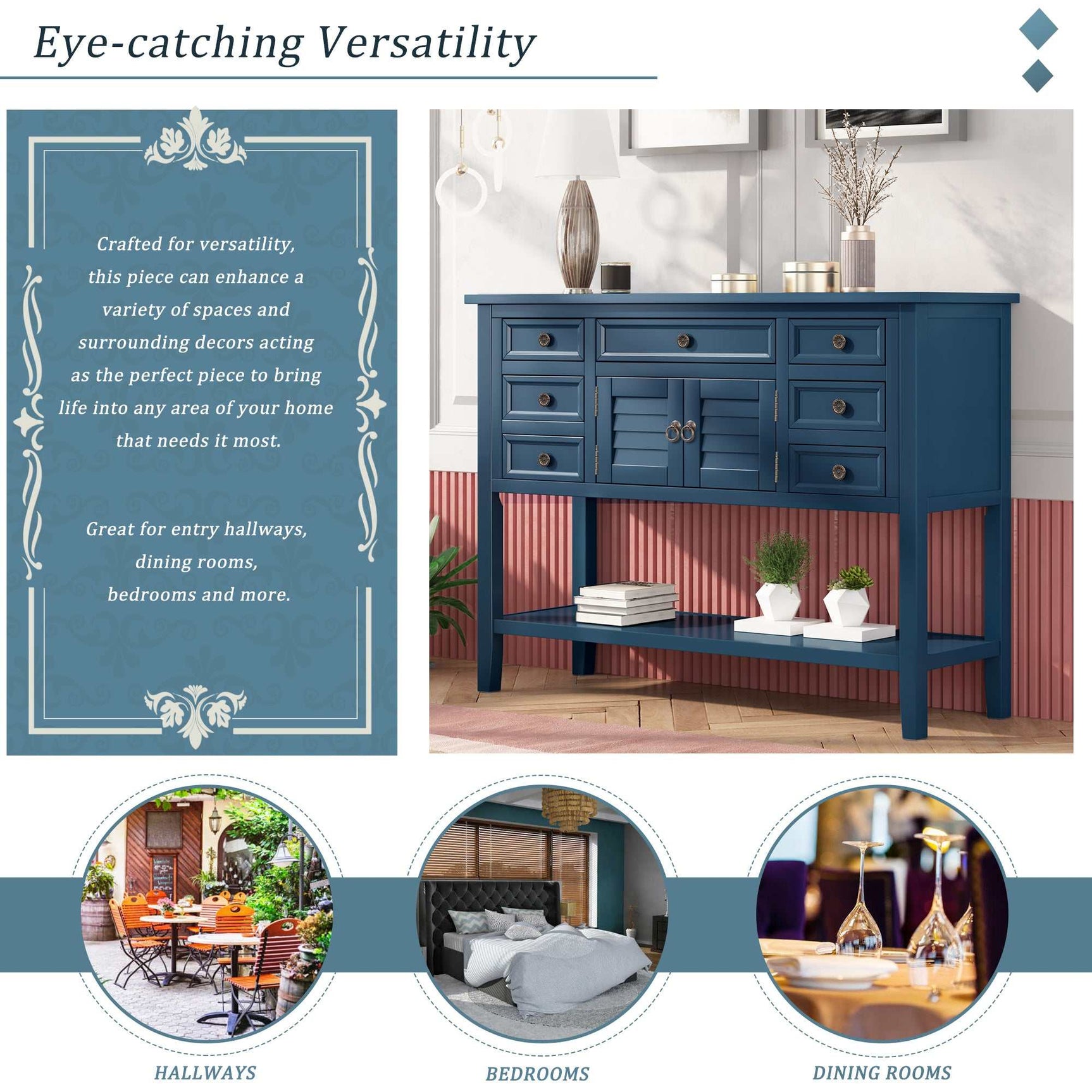 Havasu Modern Console Table Navy Blue - Ornate Home