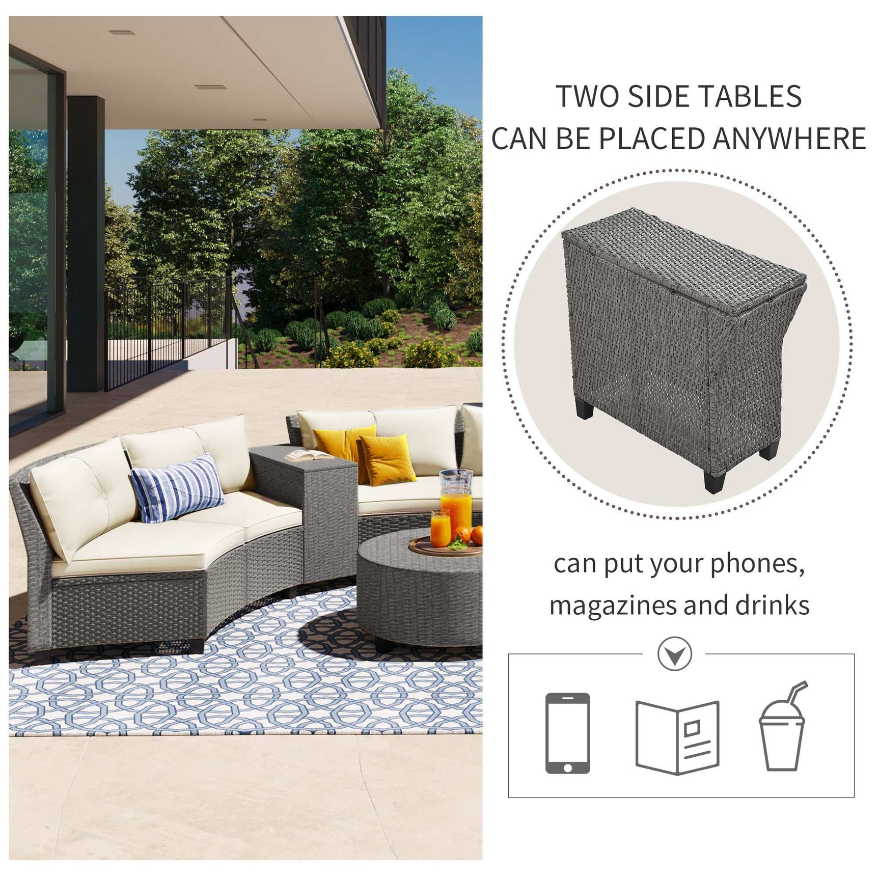 Haven Fan-shaped Rattan Suit Combination - Ornate Home