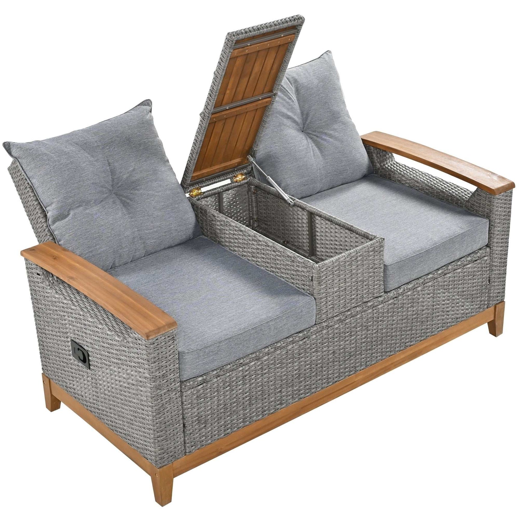 Hawaii Adjustable Outdoor Loveseat with Storage - Ornate Home