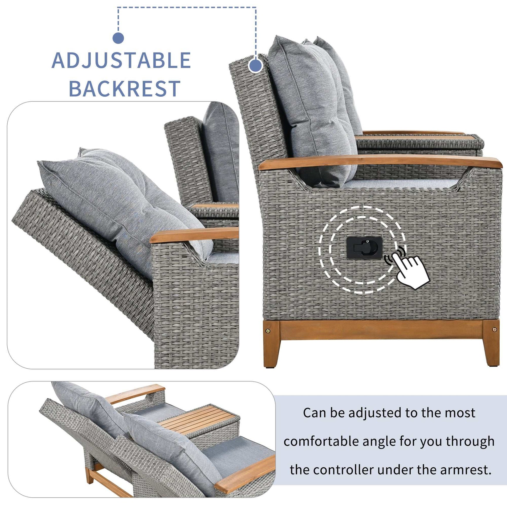 Hawaii Adjustable Outdoor Loveseat with Storage - Ornate Home