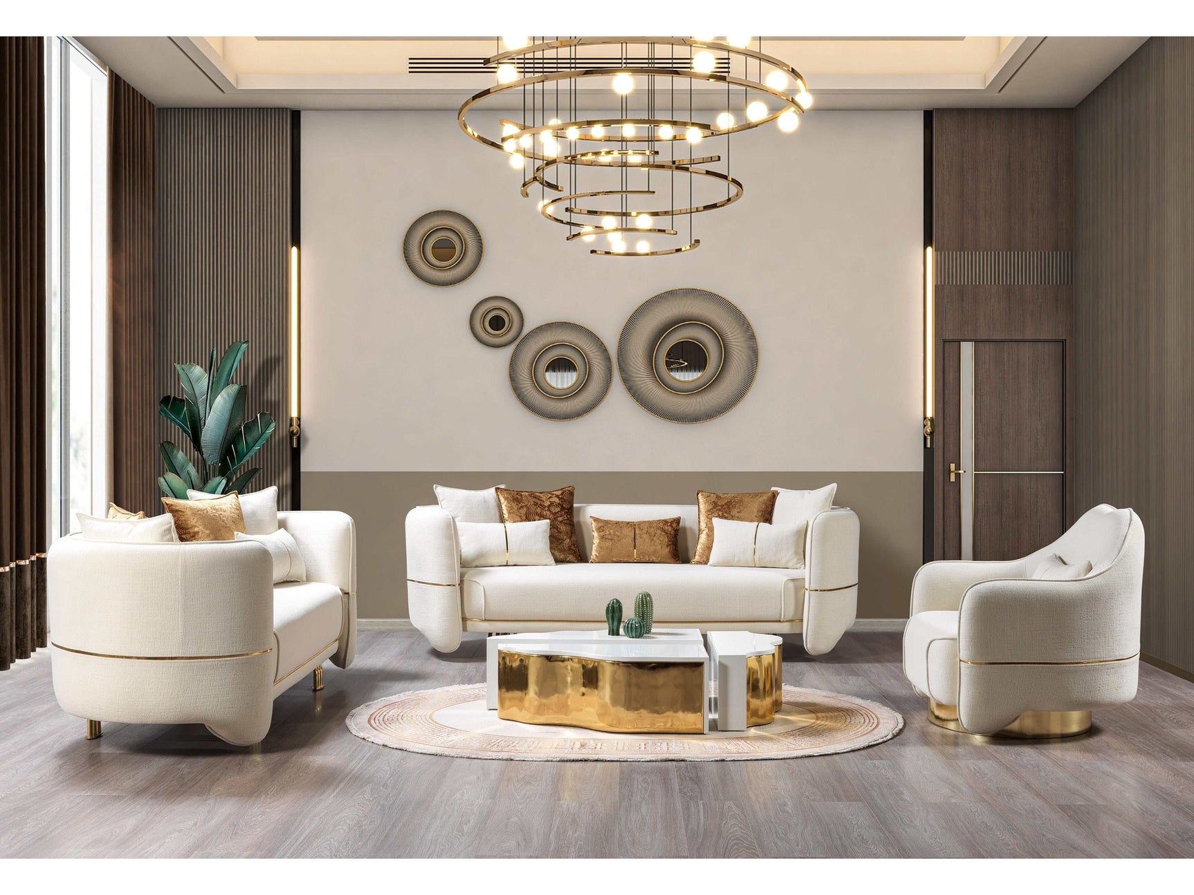 Helena Ivory Velvet Sofa & Loveseat - Ornate Home