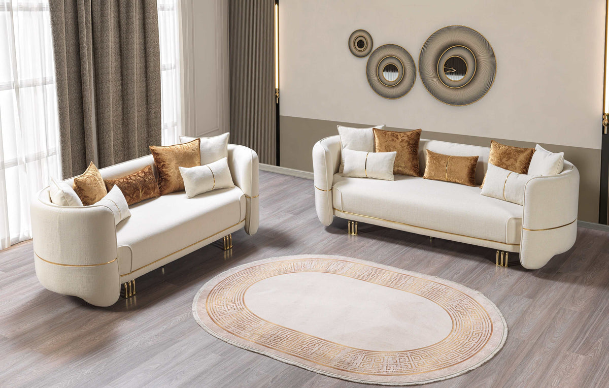 Helena Ivory Velvet Sofa & Loveseat - Ornate Home