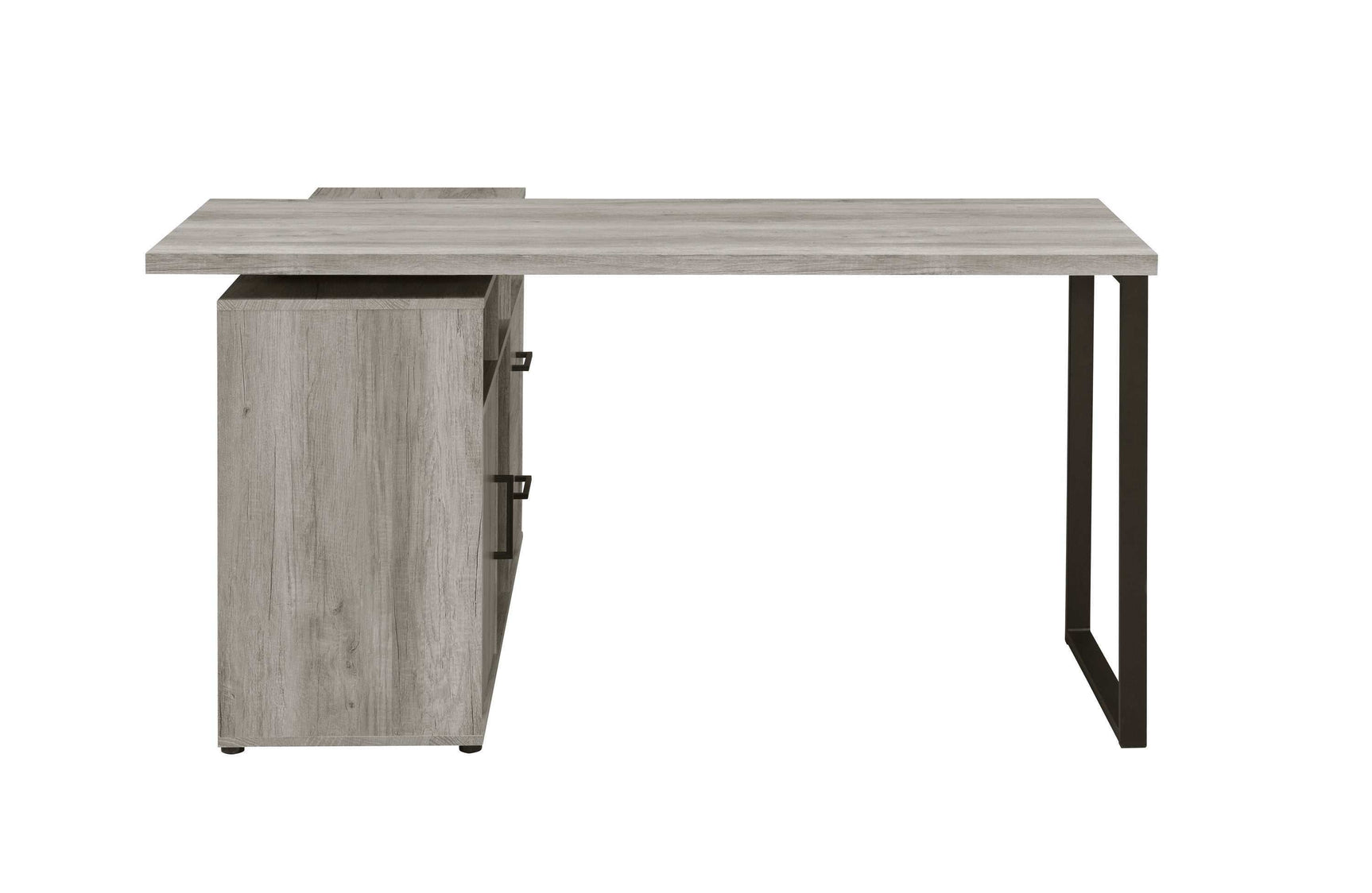 Hertford Grey Driftwood LShape Office Desk w/ Storage - Ornate Home