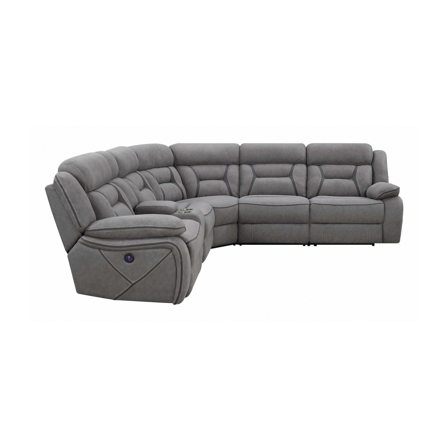 Higgins Grey 4pc Power Sectional - Ornate Home