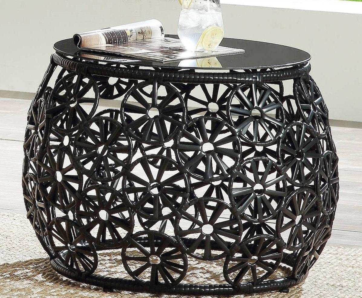 Hikre Charcoal & Black Patio Lounge Chair w/ Side Table 2pc set - Ornate Home