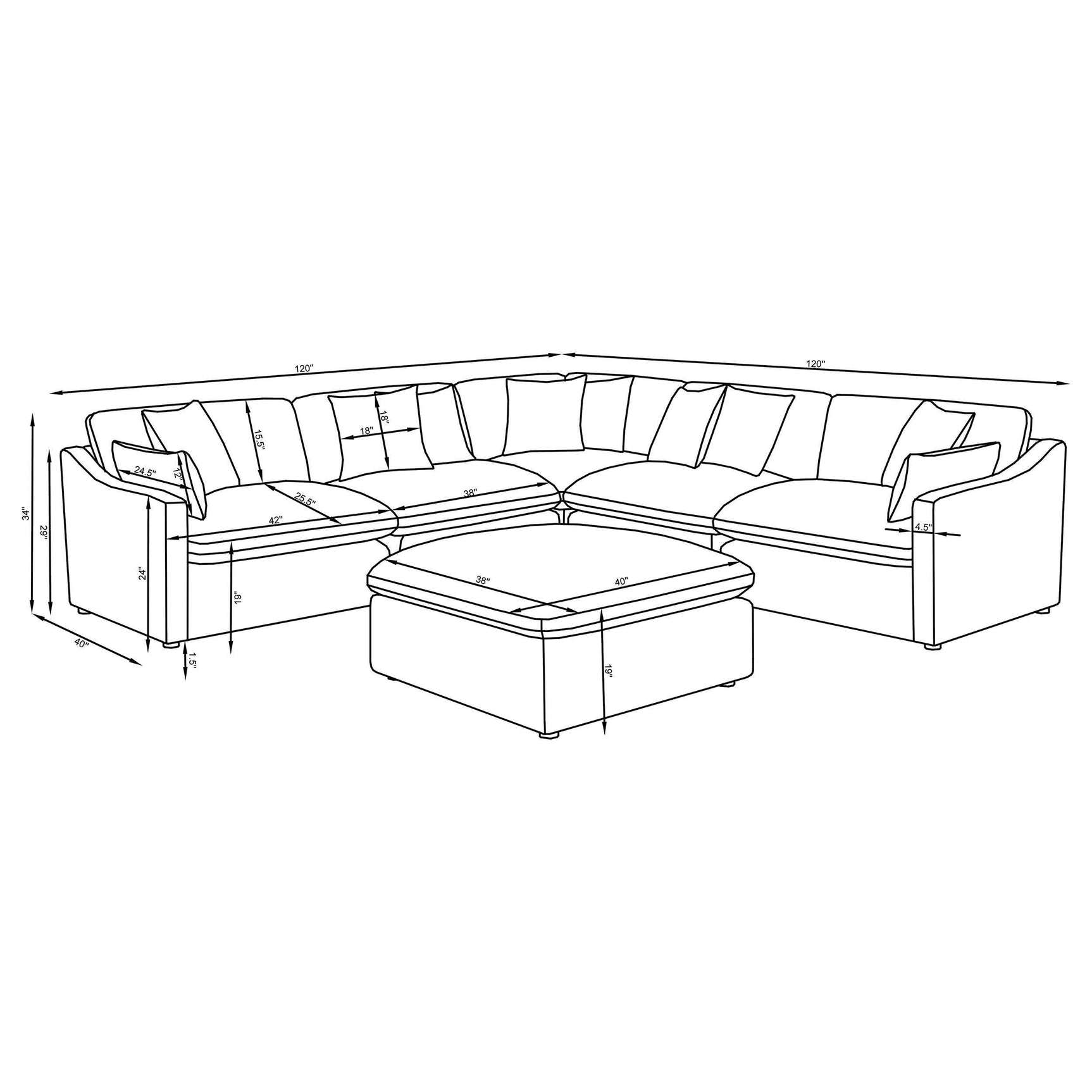 Hobson Ivory 6 Pc Sectional - Ornate Home