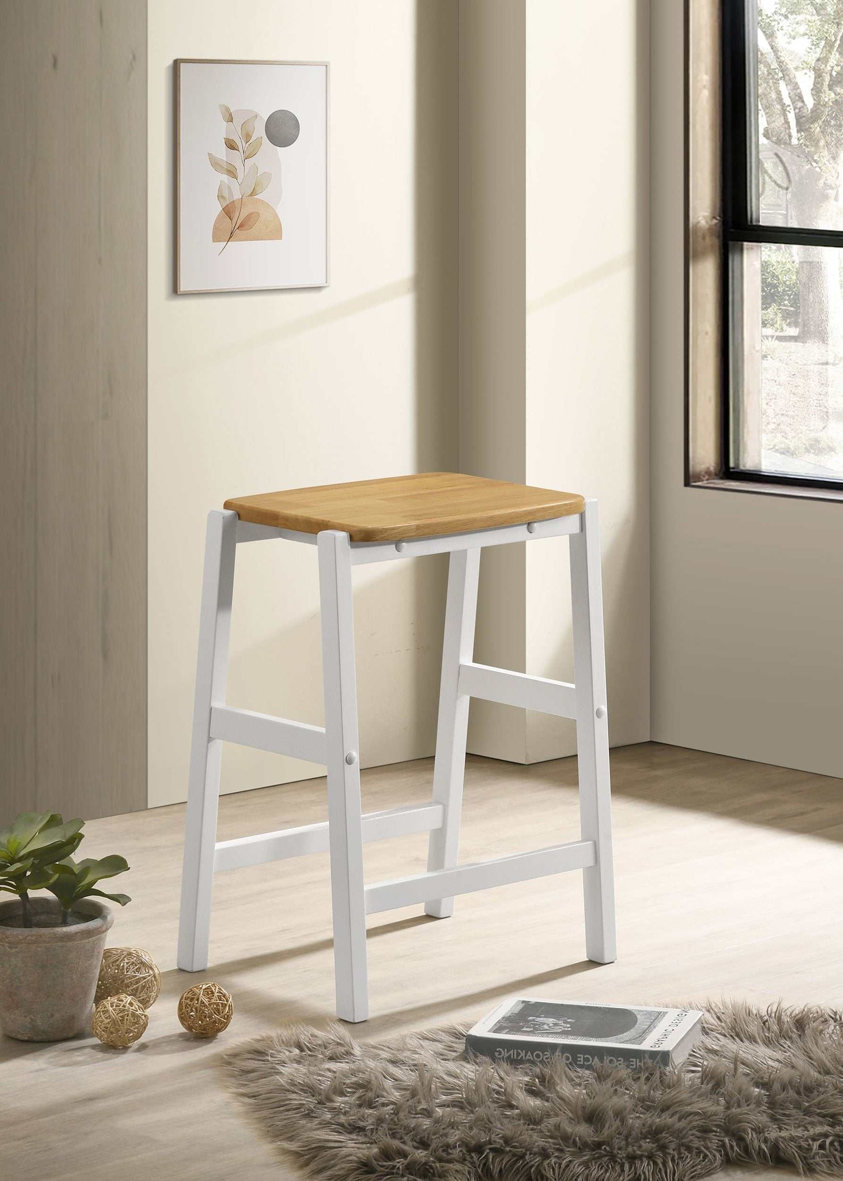Hollis Natural / White Counter Stool - Ornate Home