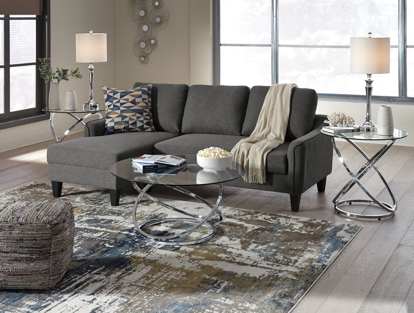 Hollynyx Chrome & Glass Coffee Table Set (3pc) - Ornate Home