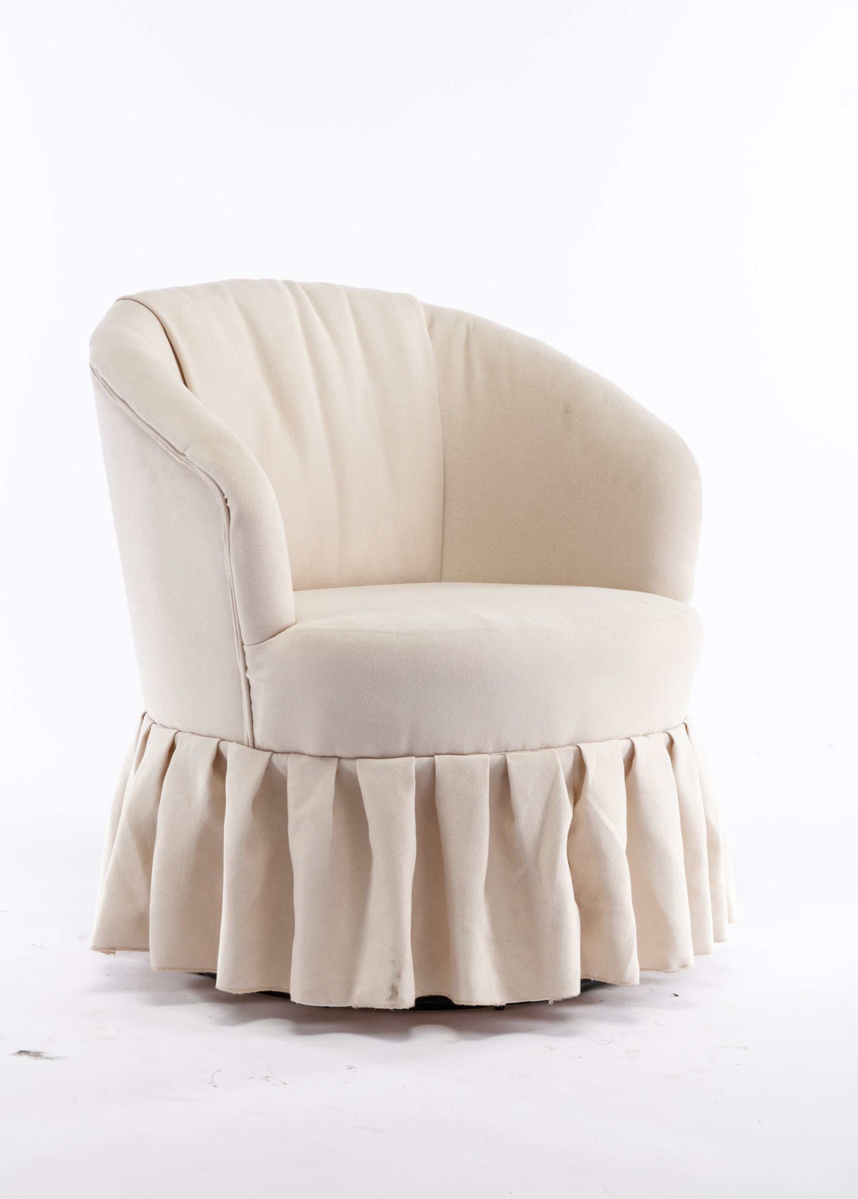 Honey Linen Swivel Auditorium Chair With Pleated Skirt Beige - Ornate Home