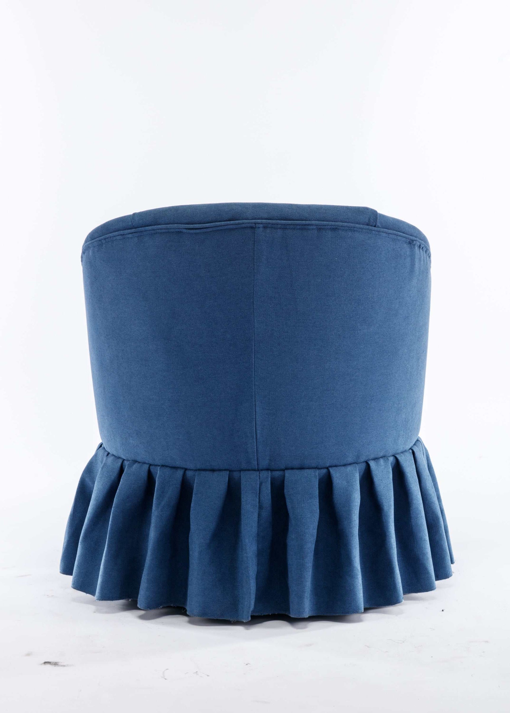 Honey Linen Swivel Auditorium Chair With Pleated Skirt Blue - Ornate Home