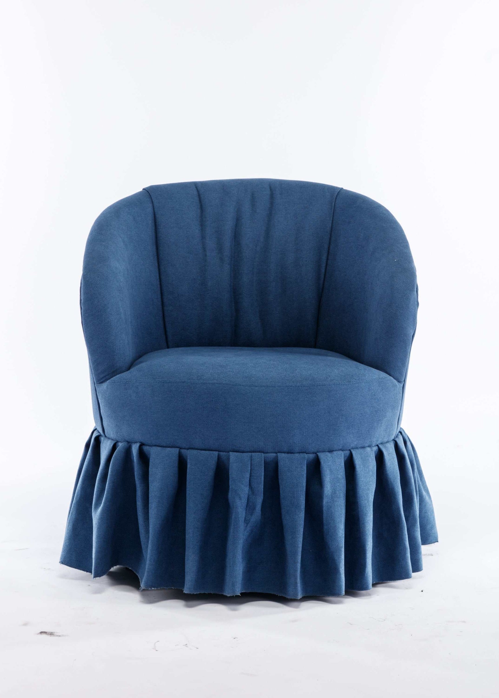 Honey Linen Swivel Auditorium Chair With Pleated Skirt Blue - Ornate Home