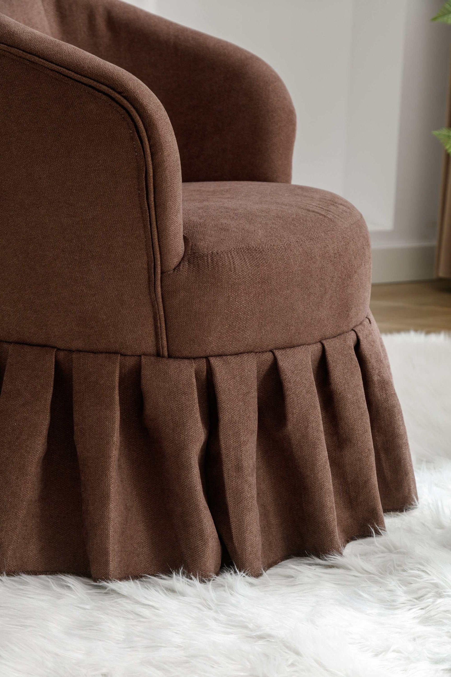 Honey Linen Swivel Auditorium Chair With Pleated Skirt Brown - Ornate Home