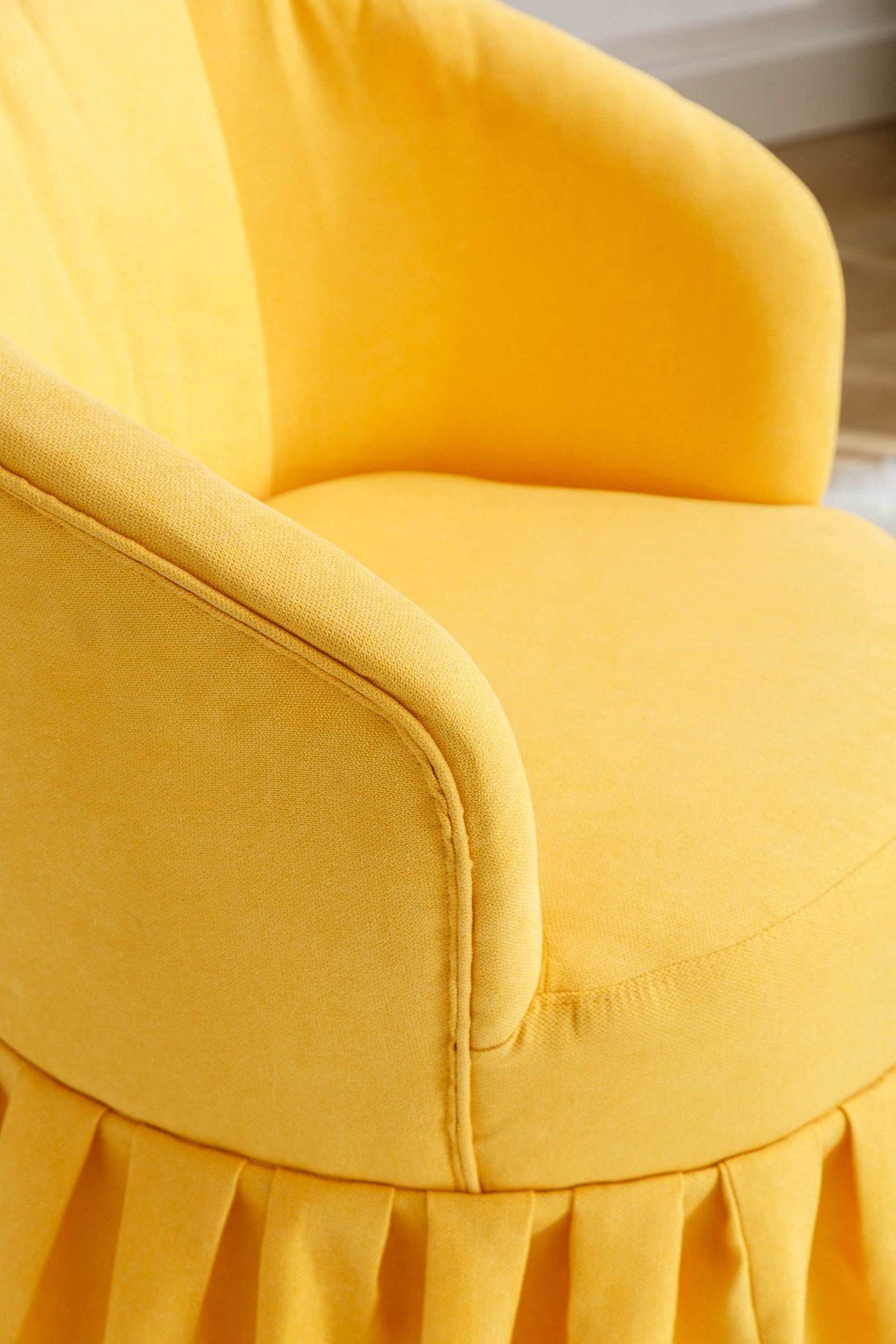 Honey Linen Swivel Auditorium Chair With Pleated Skirt Yellow - Ornate Home