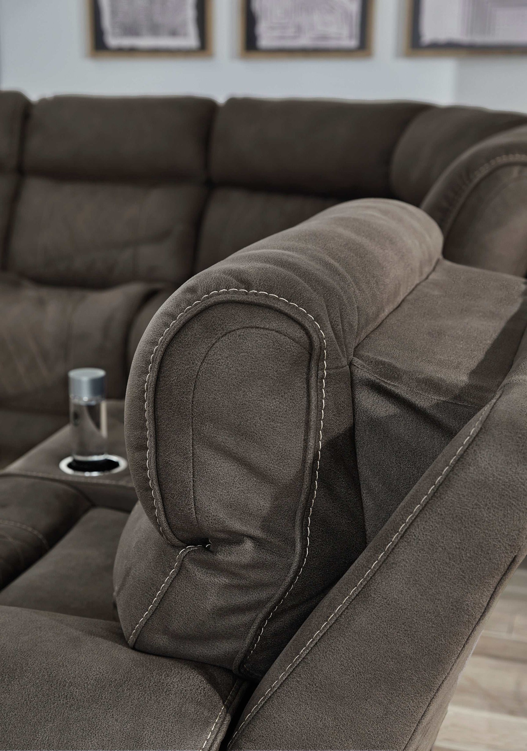 Hoopster Gunmetal 6pc Power Reclining Sectional w/ Touchscreen Console - Ornate Home