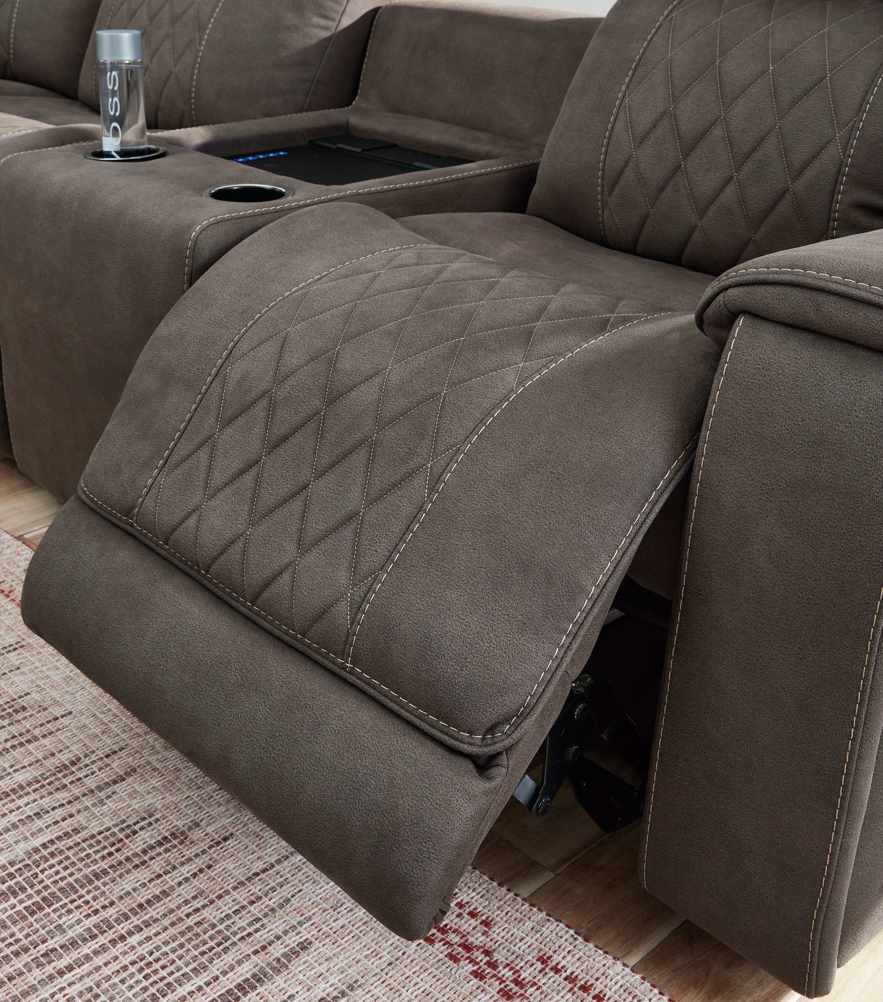 Hoopster Gunmetal 6pc Power Reclining Sectional w/ Touchscreen Console - Ornate Home