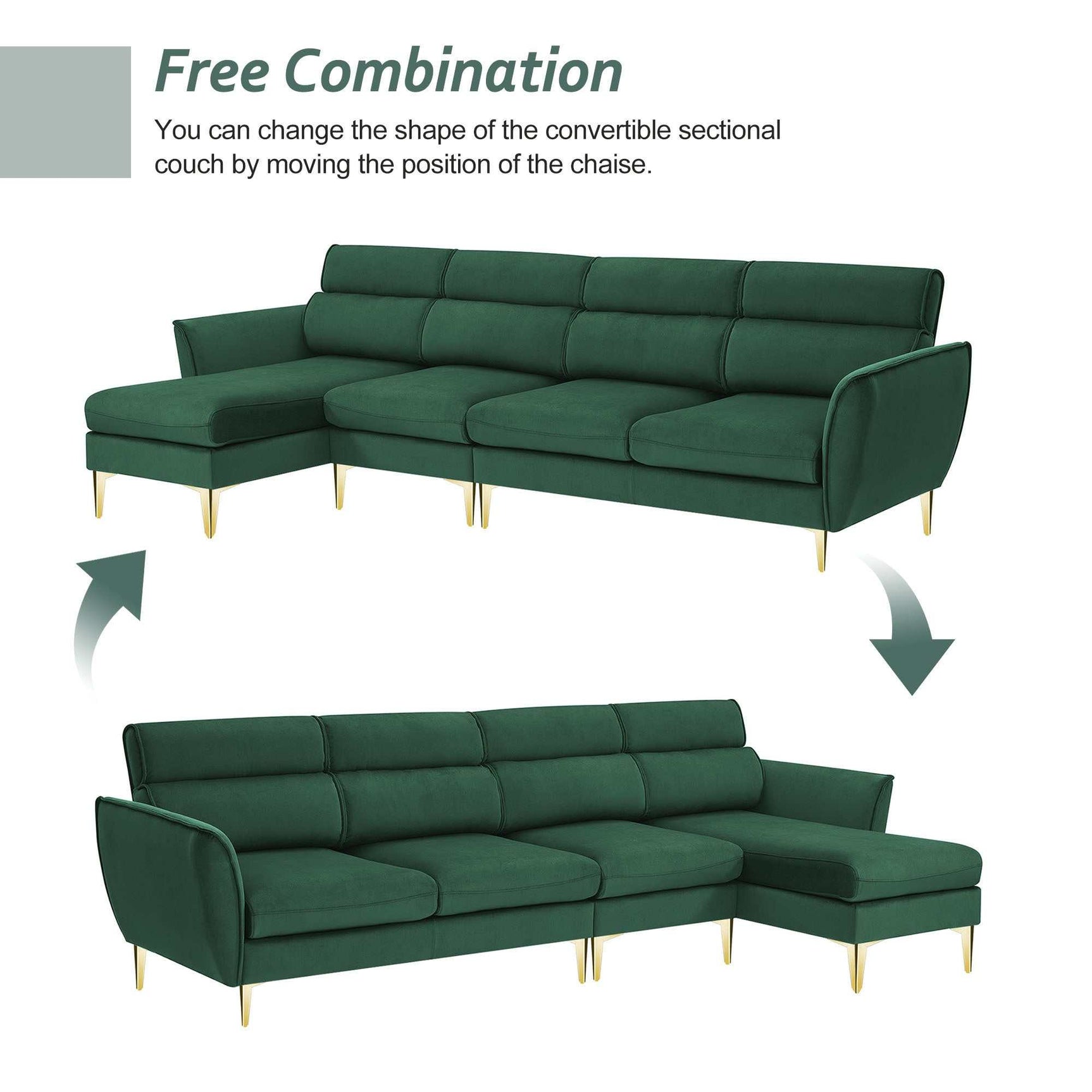 Imperial Convertible Flannel Sectional Sofa Left/Right Chaise for Flexibility - Ornate Home