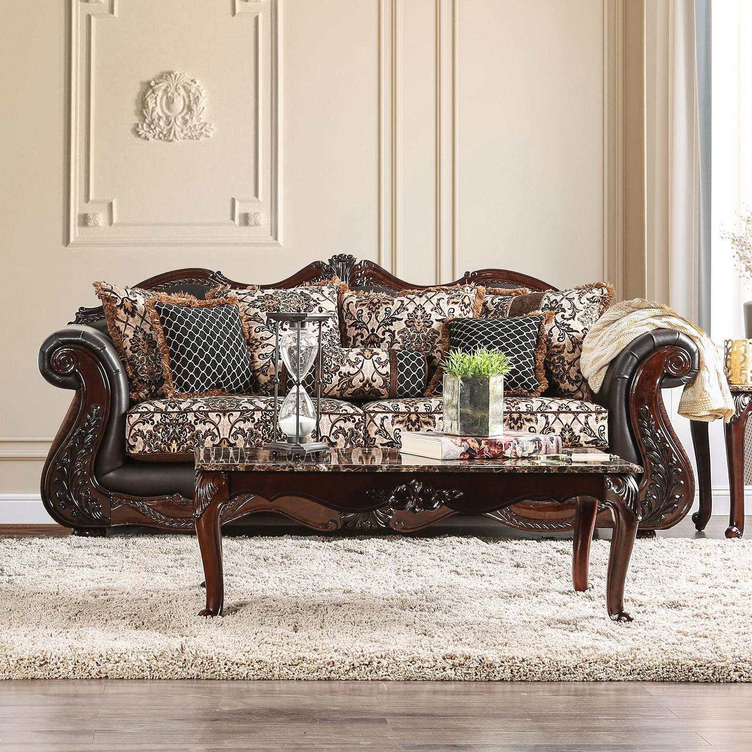 Jamael Brown & Espresso Stationary Sofa & Loveseat 2pc - Ornate Home