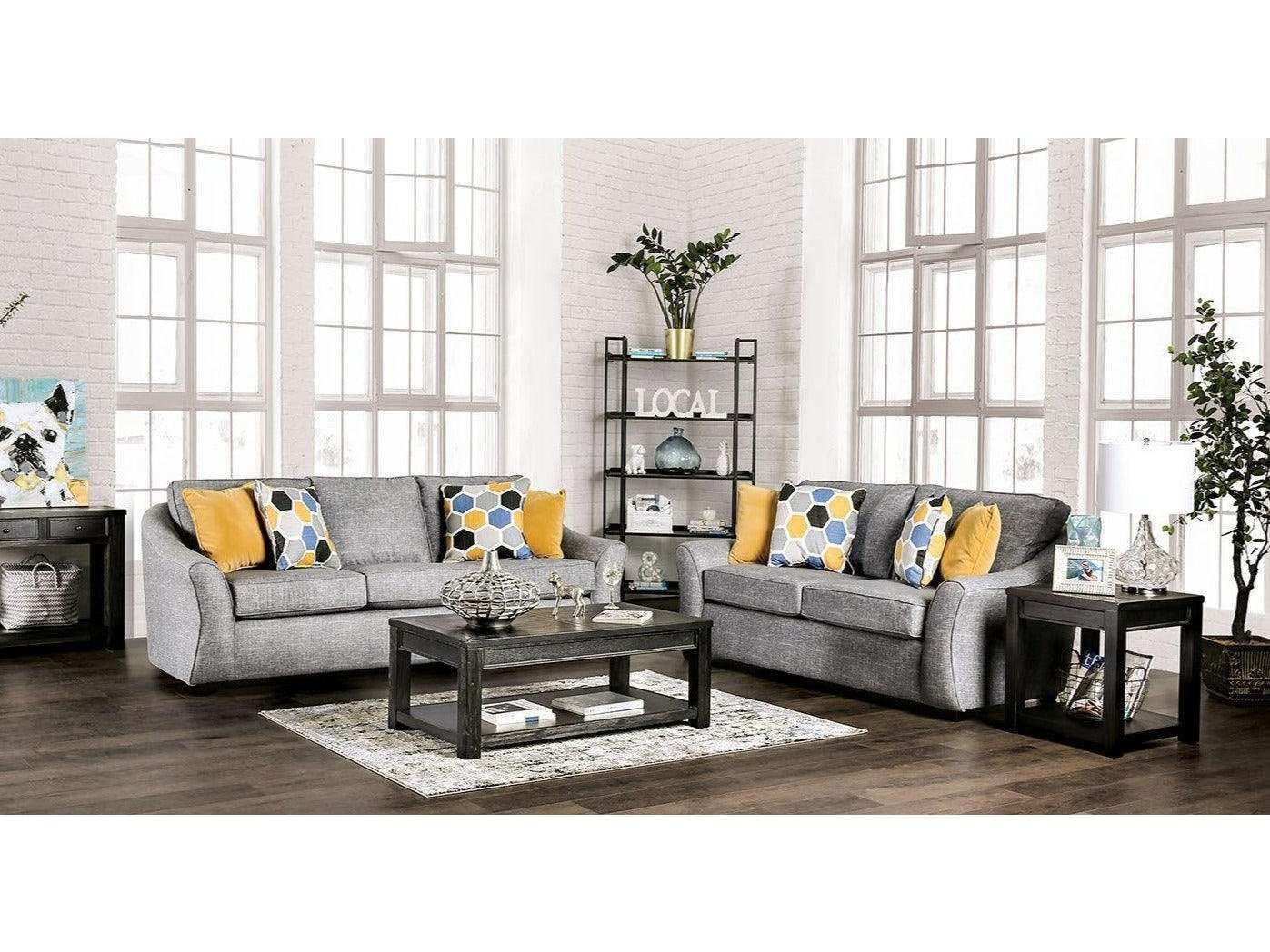 Jarrow Light Gray Stationary Sofa & Loveseat 2pc - Ornate Home
