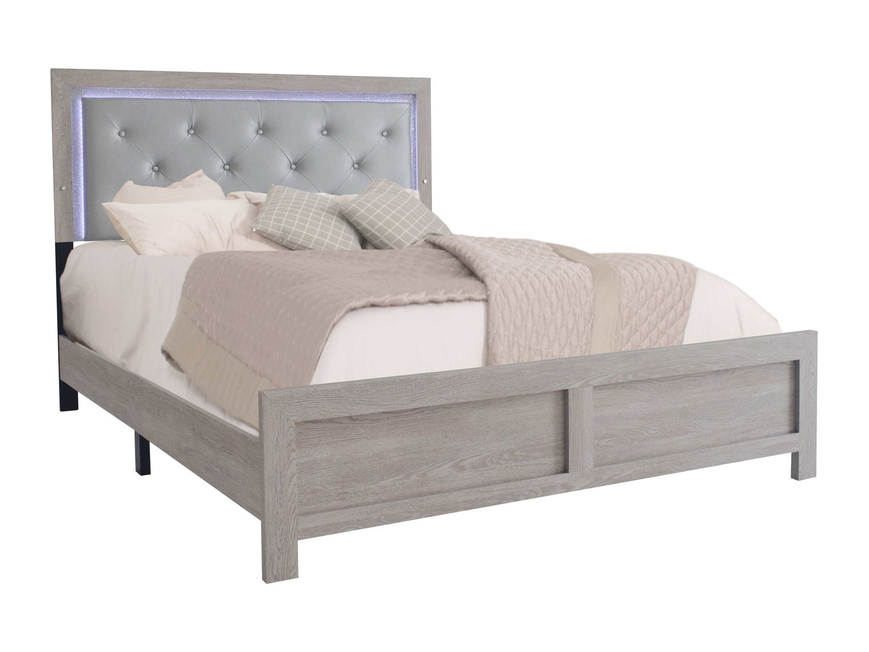Jaylen Cream King LED Panel Bed - Ornate Home
