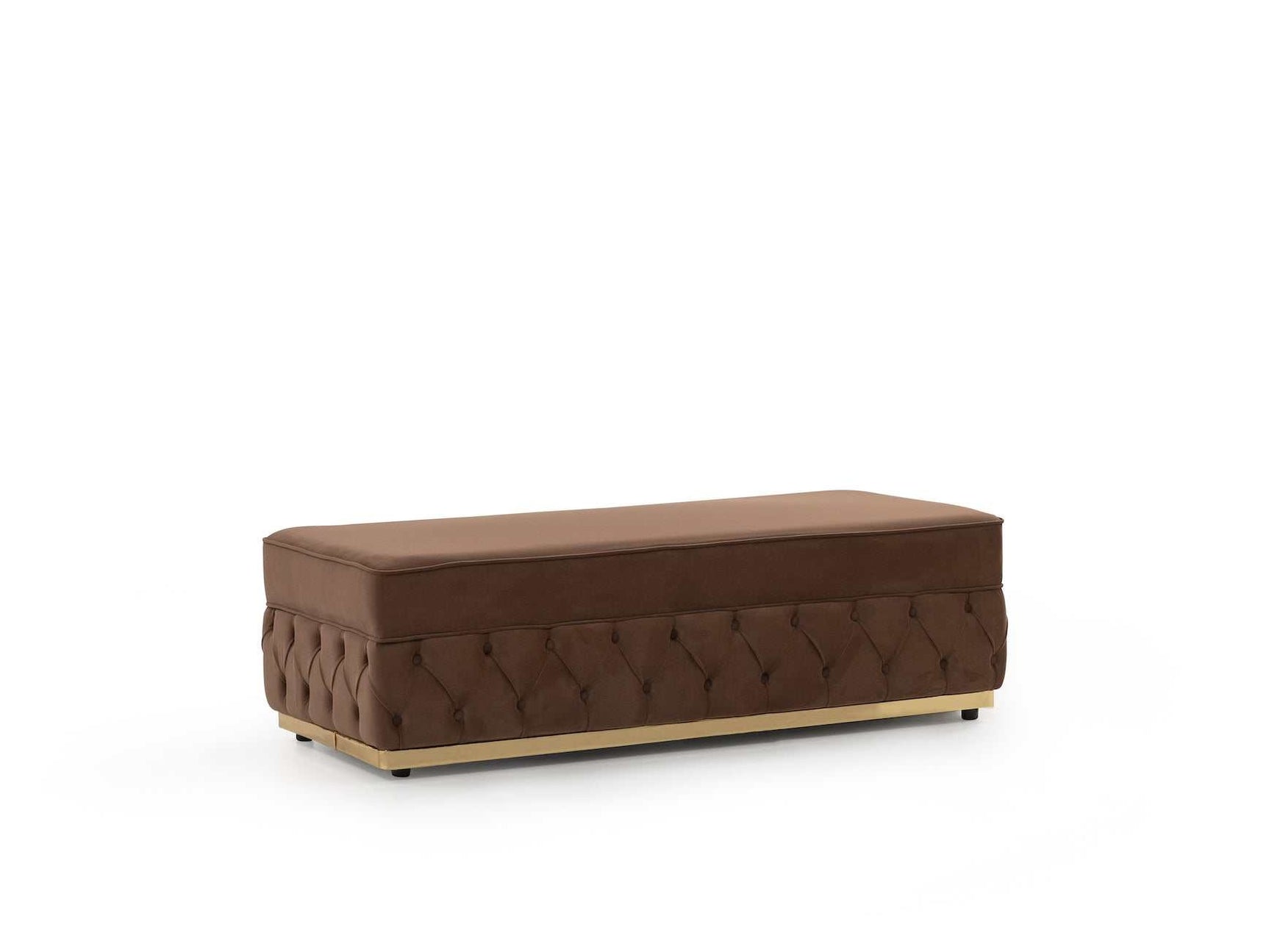 Jester Mocha Velvet Rectangle Ottoman - Ornate Home