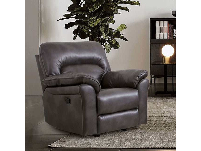 Josias Dark Gray Leatherette Glider Recliner - Ornate Home
