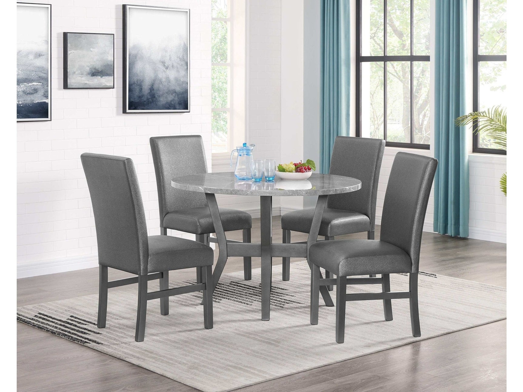 Judson Glitter Gray 5-Piece Dining Set - Ornate Home