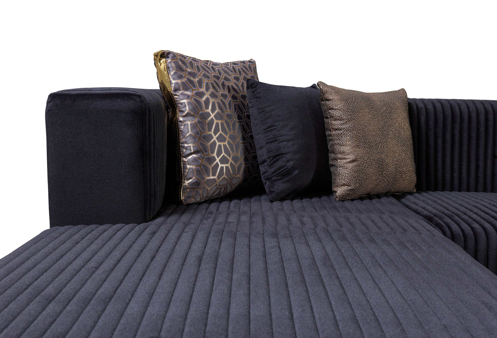 Juliana Black Velvet 4-Piece Sectional - Ornate Home